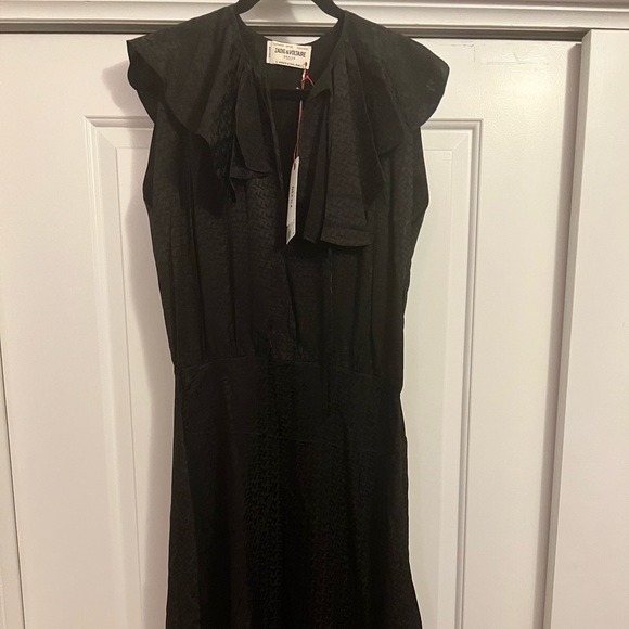 NWT Zadig and Voltaire Racky Silk Jacquard Midi Dress in Dark Chicolate - Picture 2 of 11